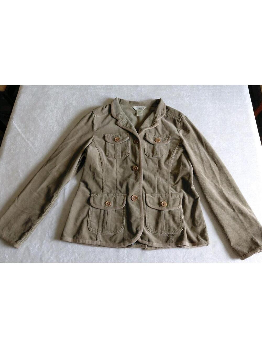 LL Bean Womens Corduroy Field Shooting Jacket Size Medium Light Brown